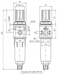 Фильтр-регулятор 17004 A(B), 17104 A(B) Типоразмер 1. Присоединения G1/8" и G1/4"